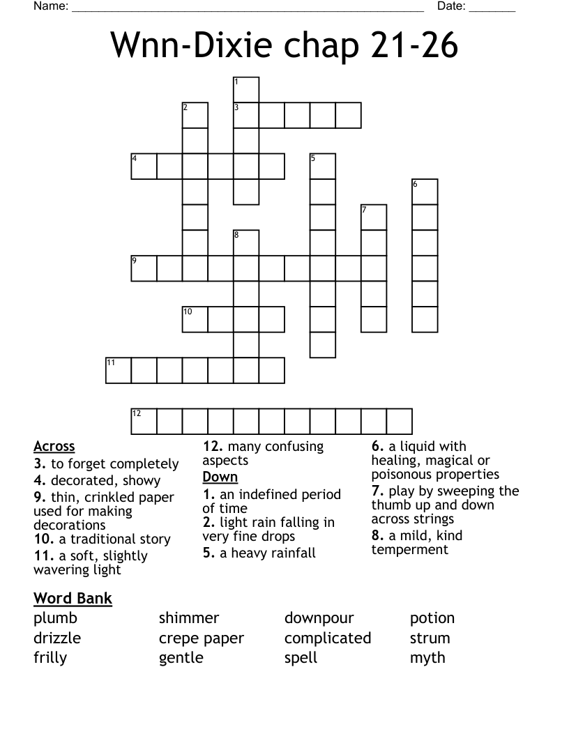 Wnn-Dixie chap 21-26 Crossword