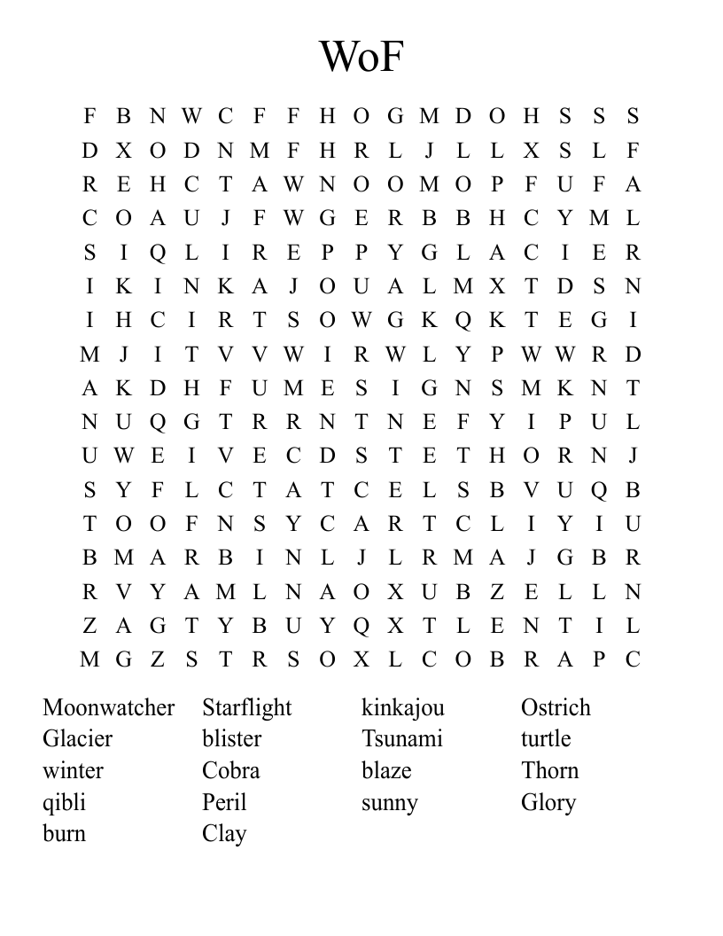WoF Word Search