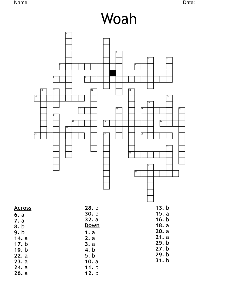 Woah Crossword