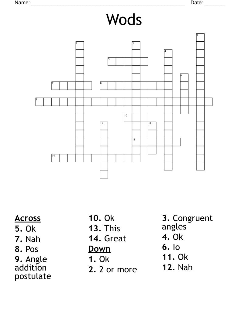 Wods Crossword
