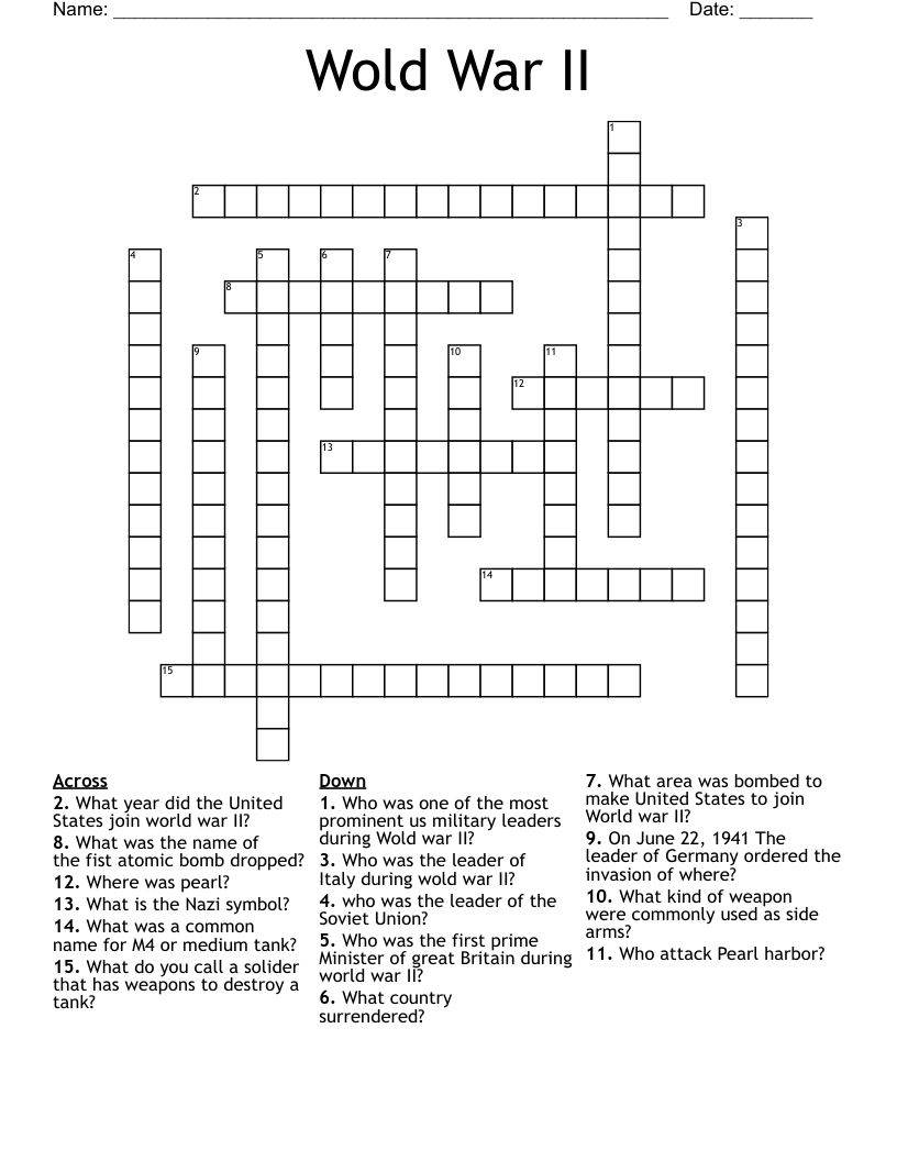 Wold War II Crossword