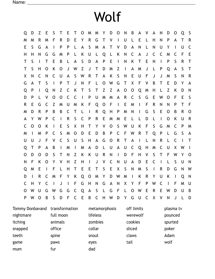 Wolf Word Search