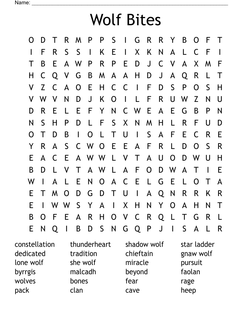 Wolf Bites Word Search