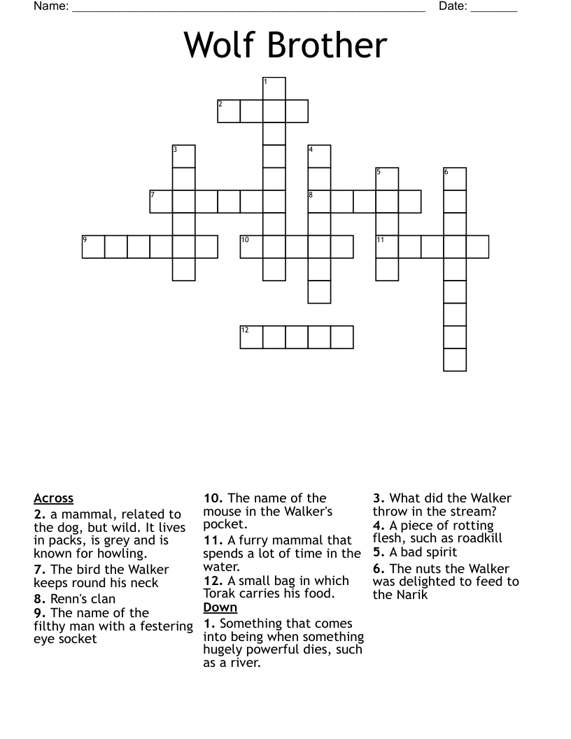 Wolf Brother Crossword