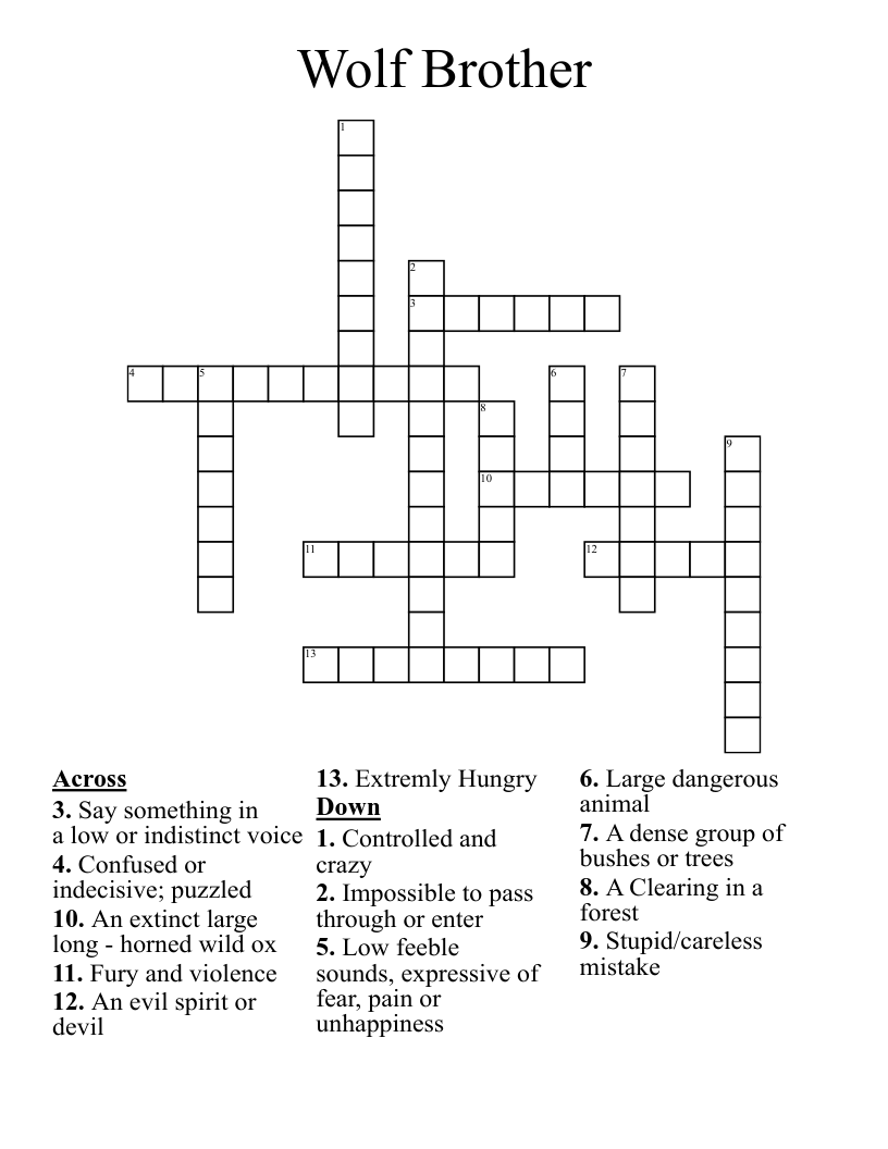 Wolf Brother Crossword