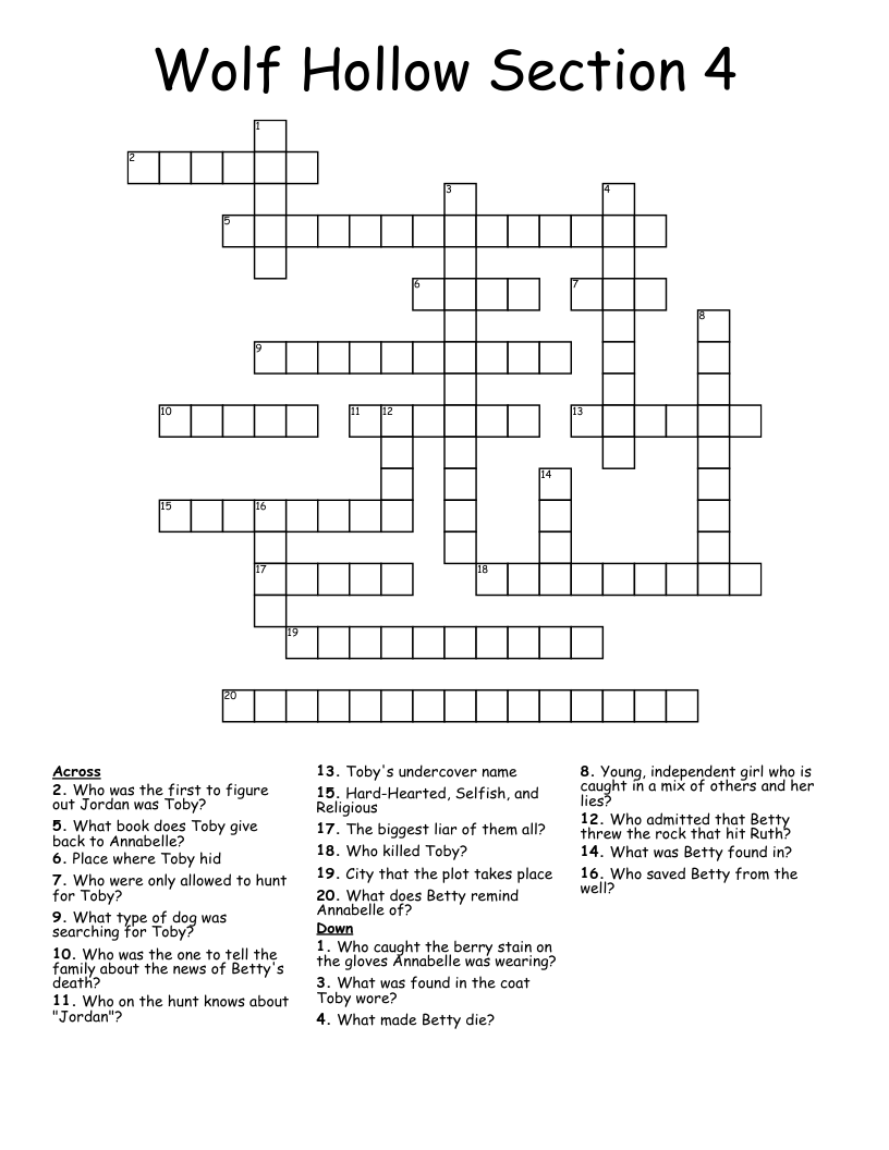 Wolf Hollow Section 4 Crossword