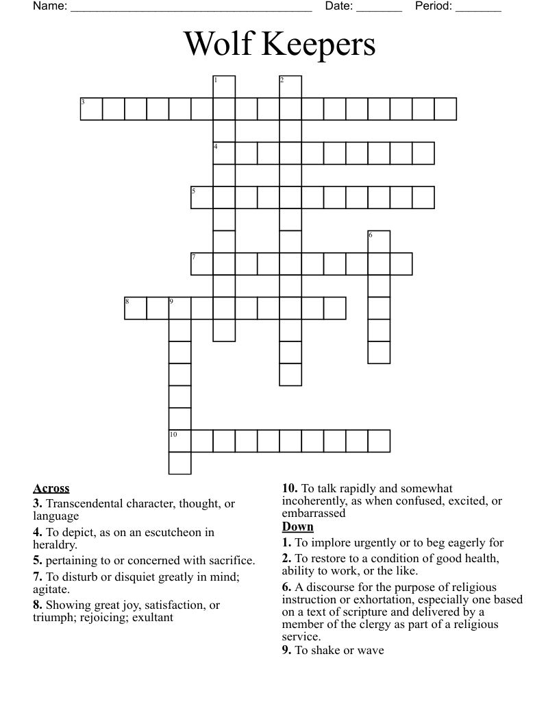 Wolf Keepers Crossword