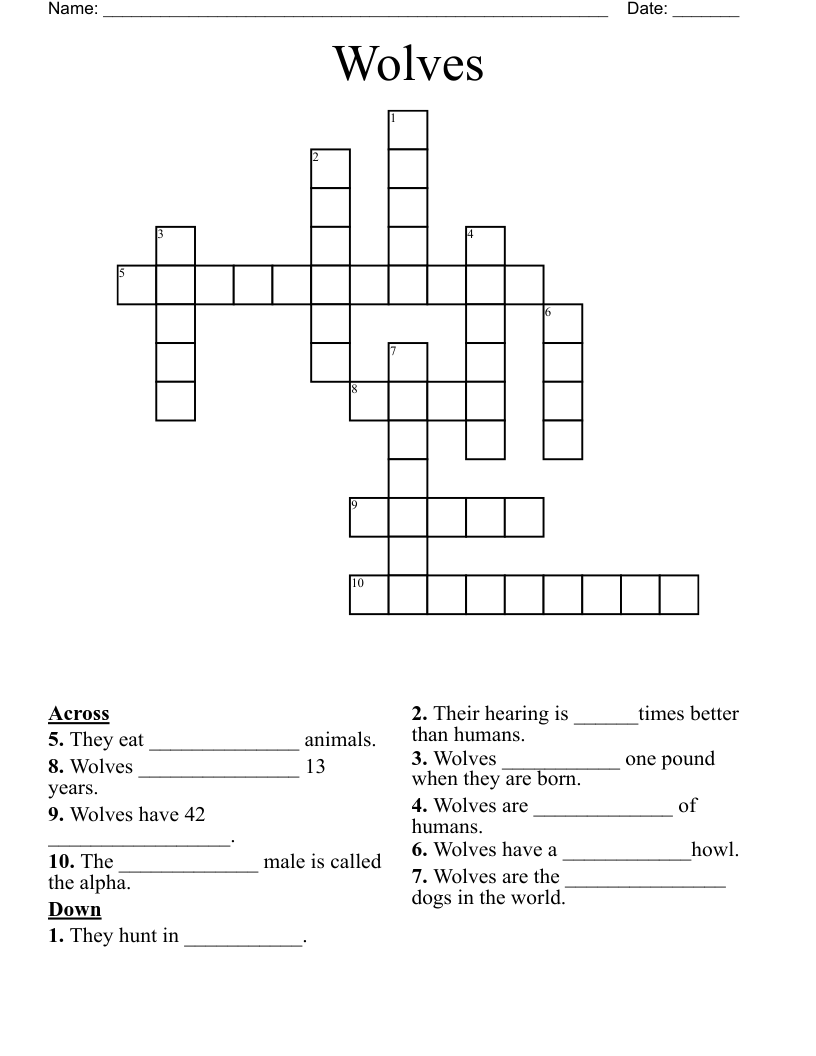 Wolves Crossword