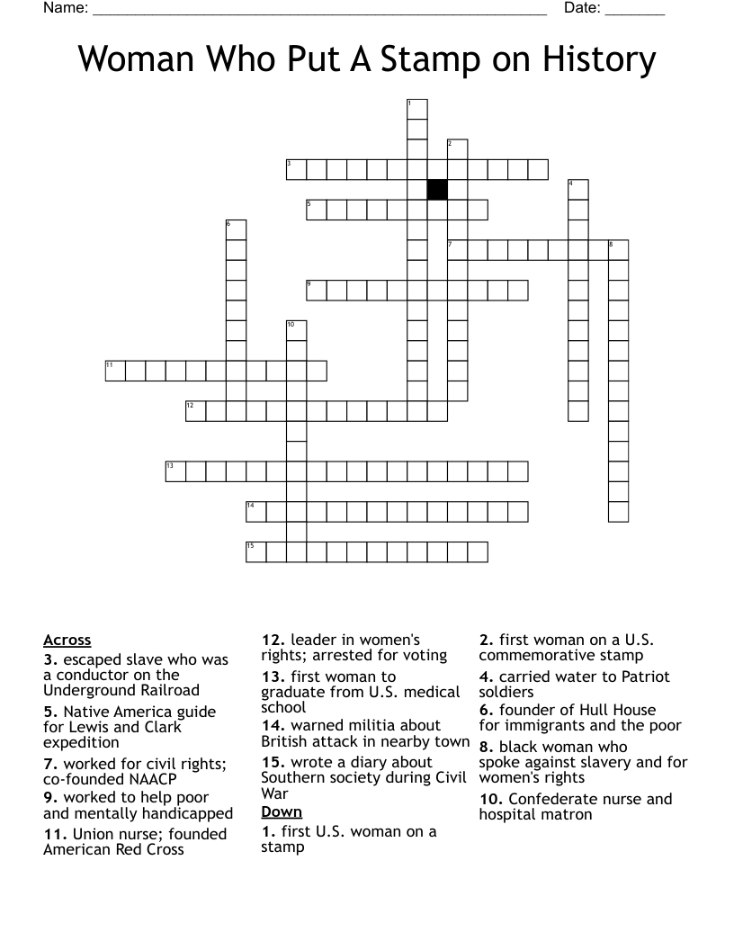 Woman Who Put A Stamp on History Crossword