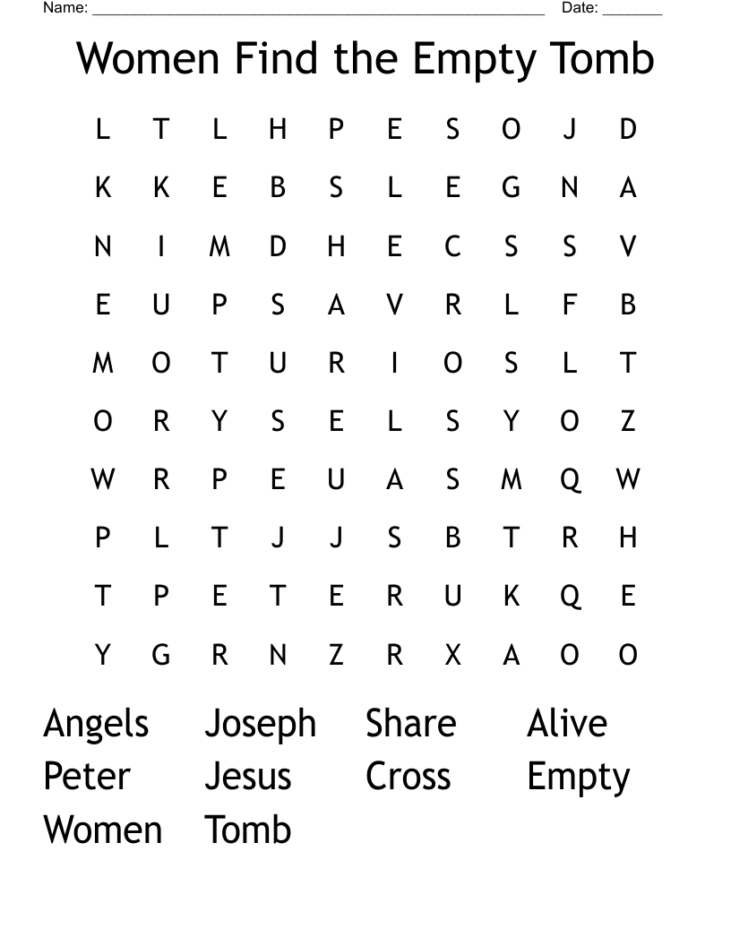 Women Find the Empty Tomb Word Search