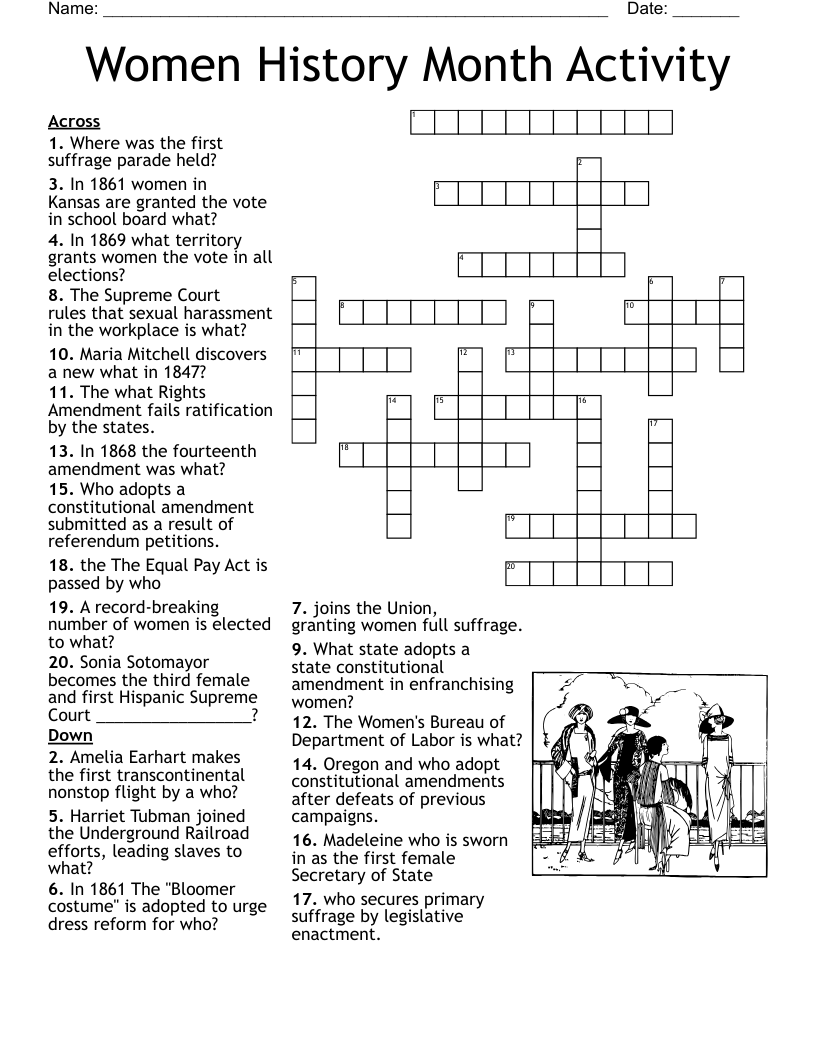 Women History Month Activity Crossword