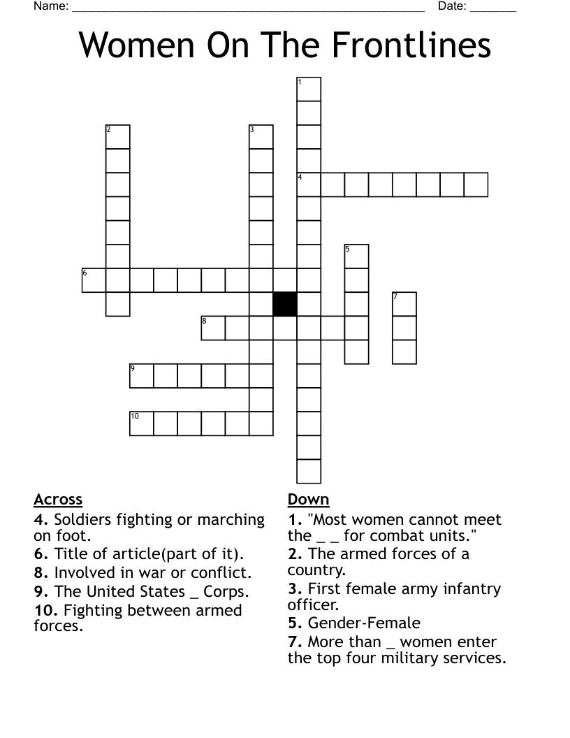 Women On The Frontlines Crossword