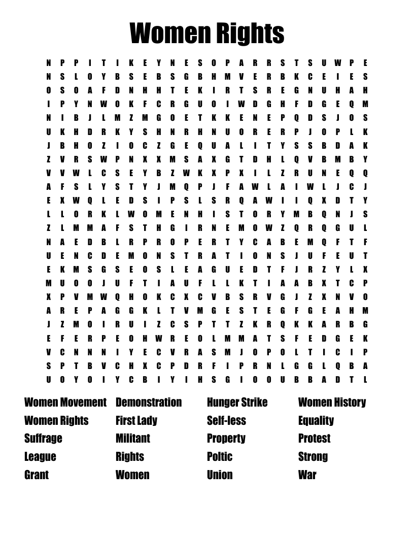 Women Rights Word Search