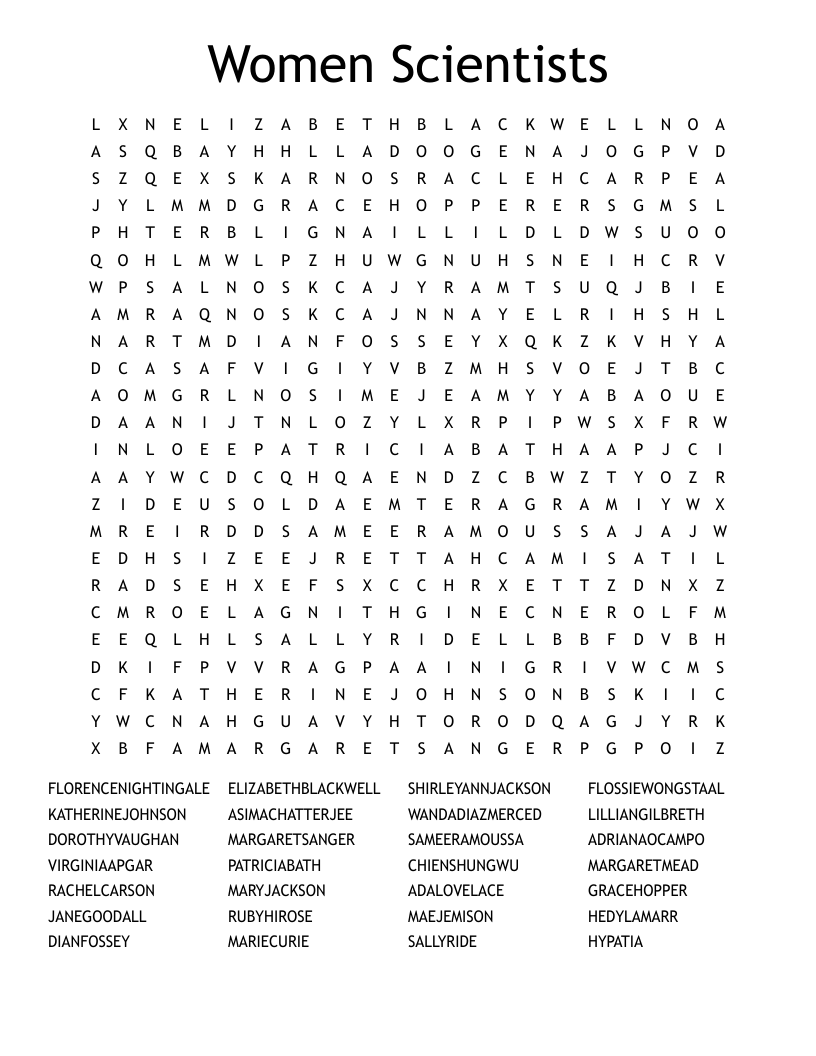 Women Scientists Word Search