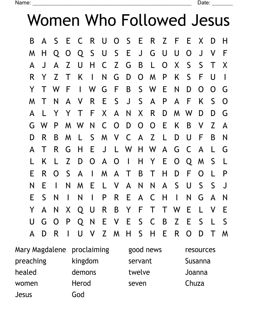 Women Who Followed Jesus Word Search