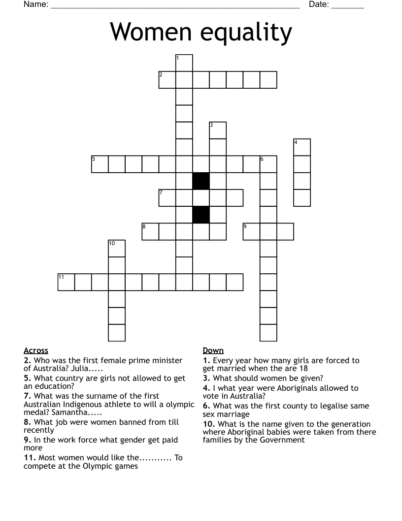 Women equality  Crossword
