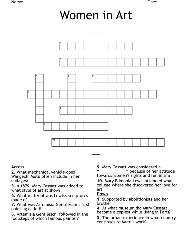 Women in Art Crossword