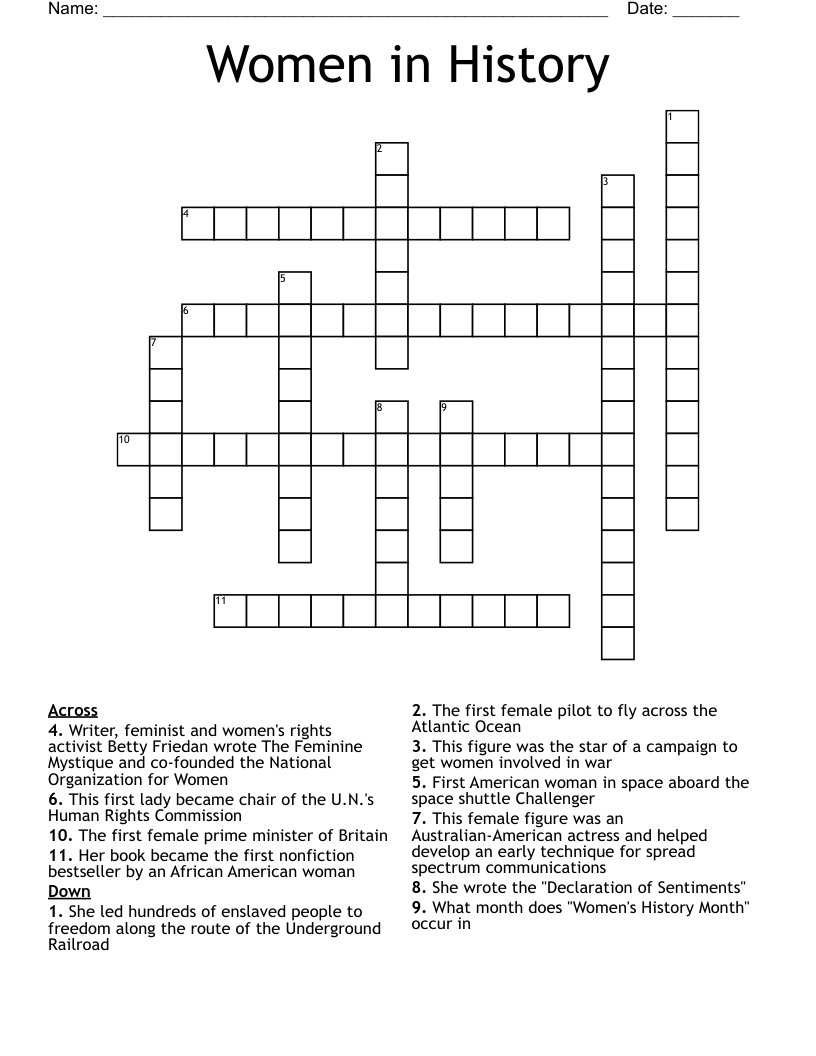 Women in History Crossword