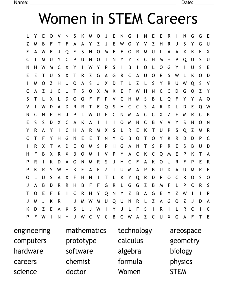Women in STEM Careers Word Search