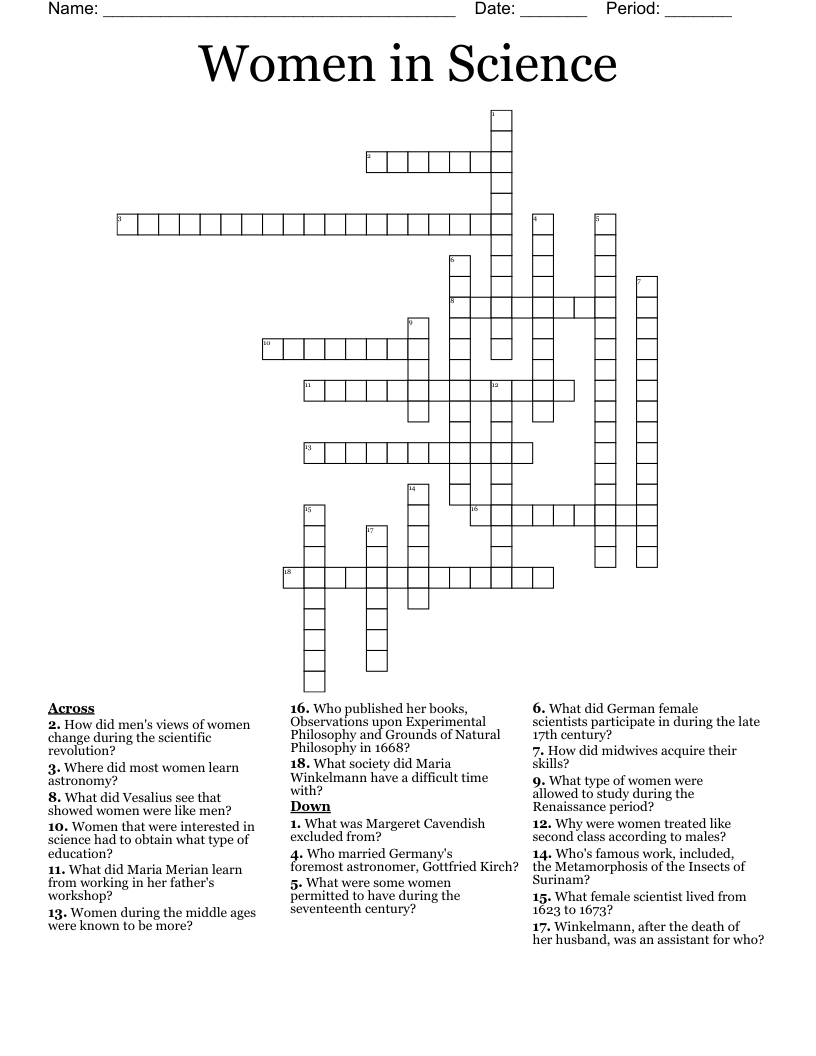 Women in Science Crossword