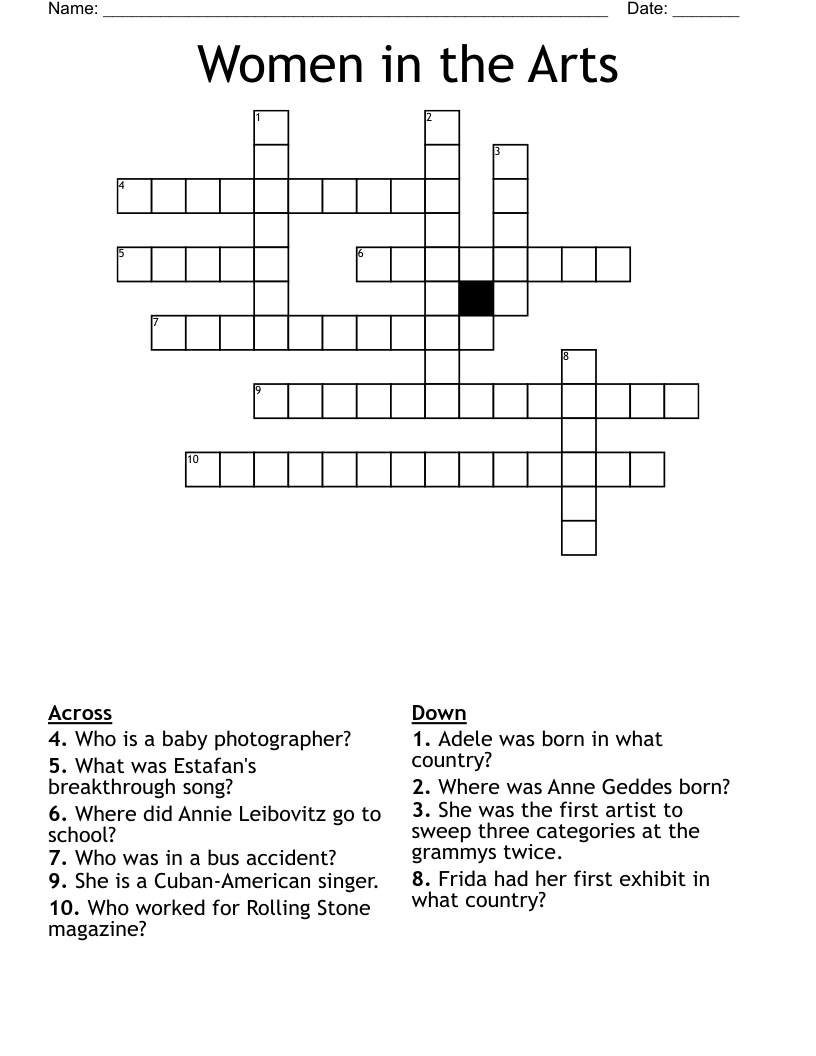 Women in the Arts Crossword
