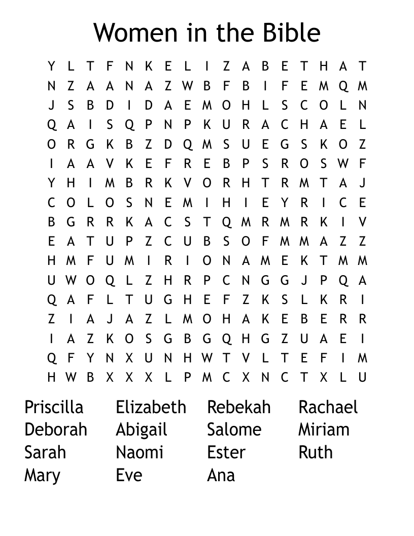 Women in the Bible Word Search