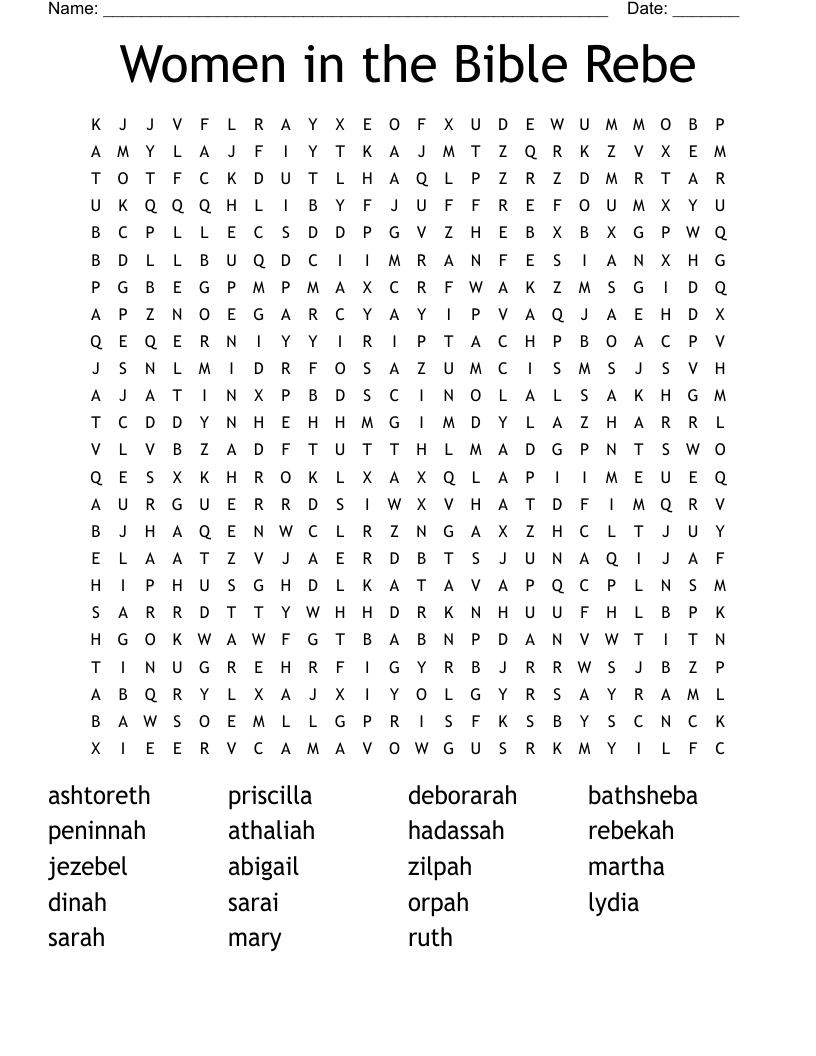 Women in the Bible Rebe Word Search