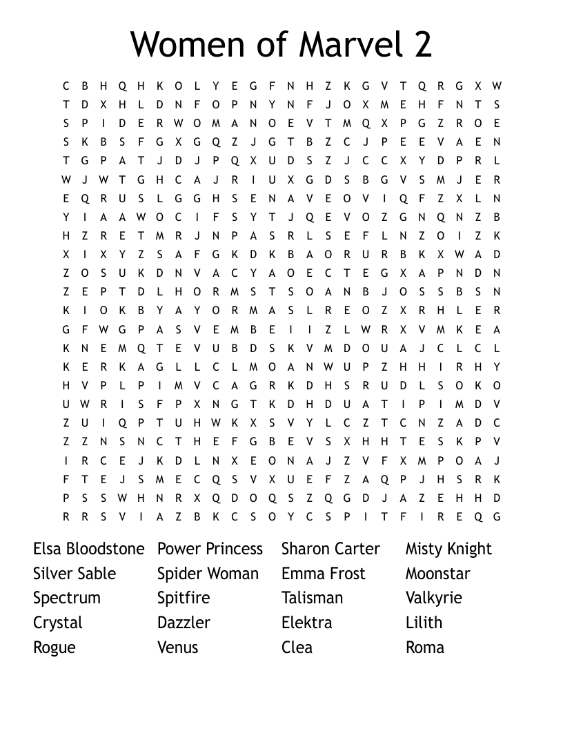 Women of Marvel 2 Word Search