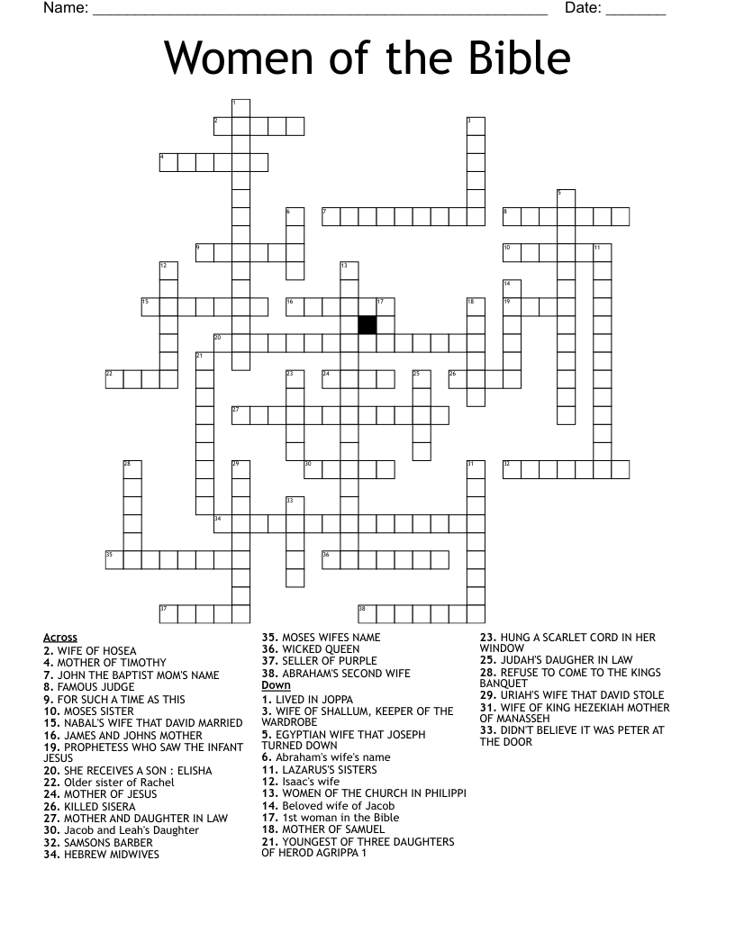 Women of the Bible Crossword