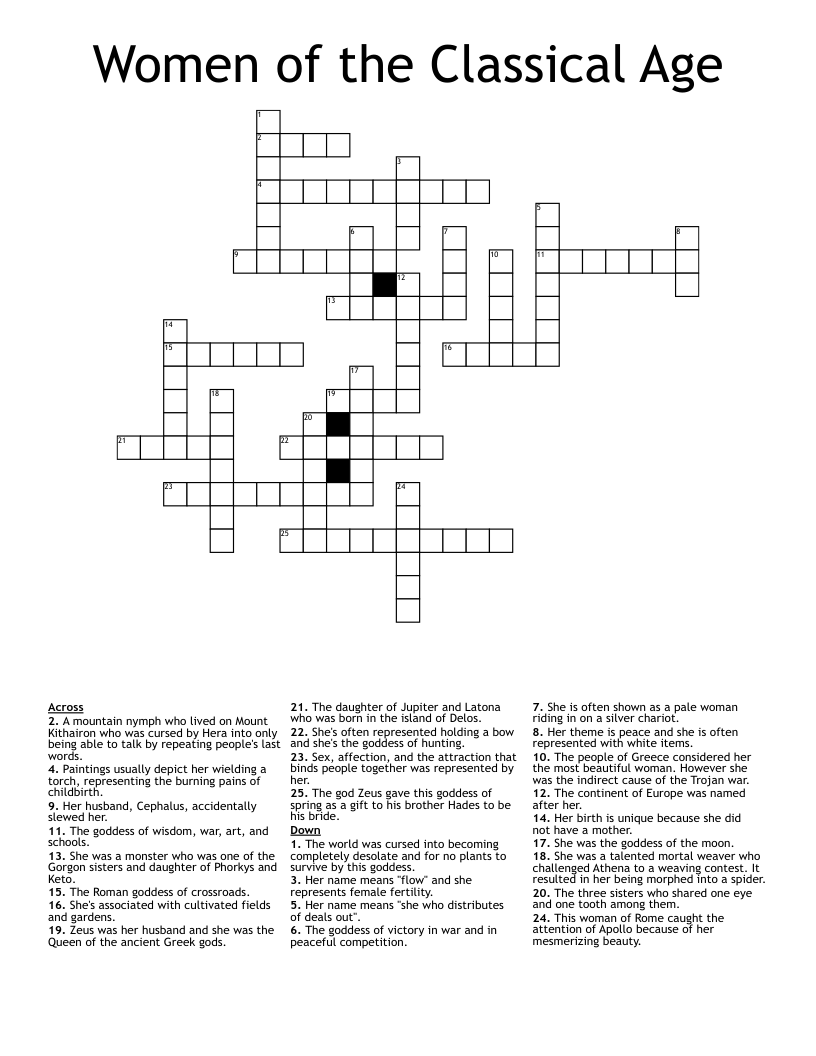 Women of the Classical Age Crossword