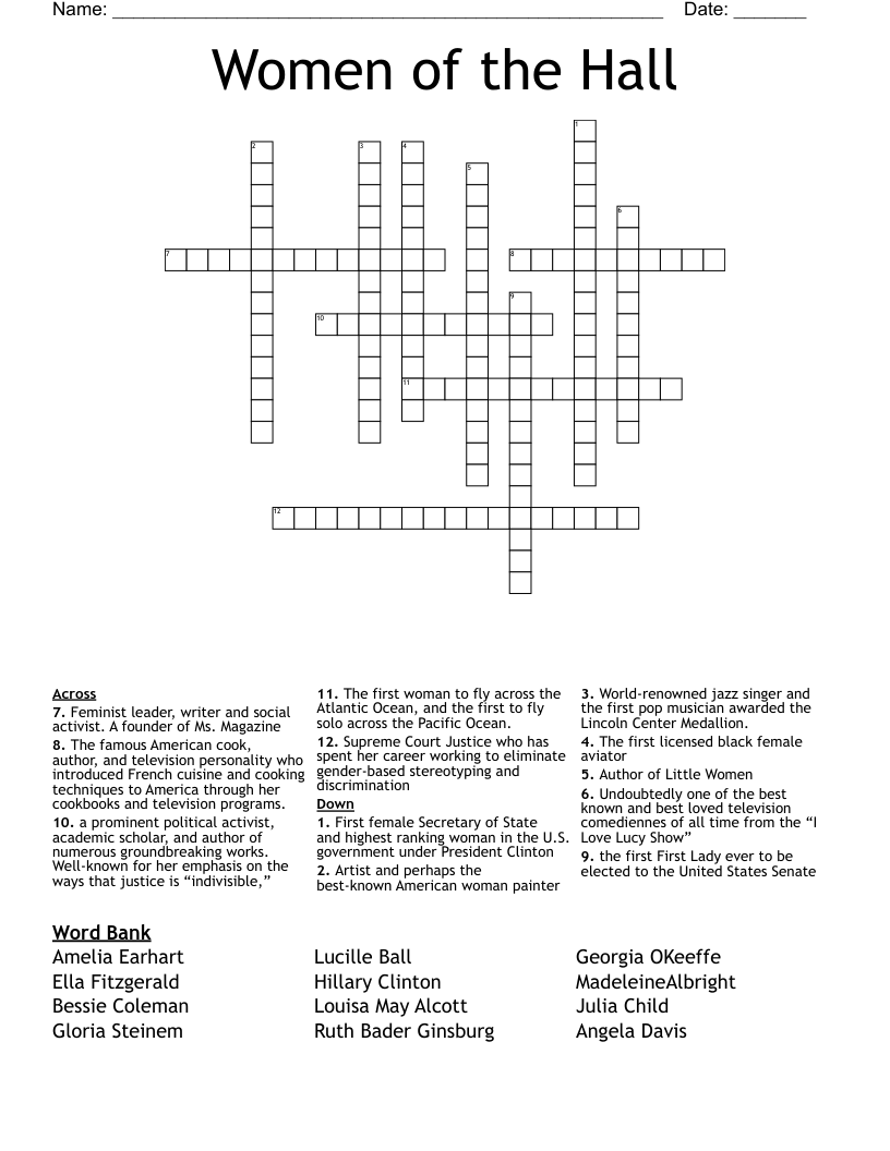 Women of the Hall Crossword
