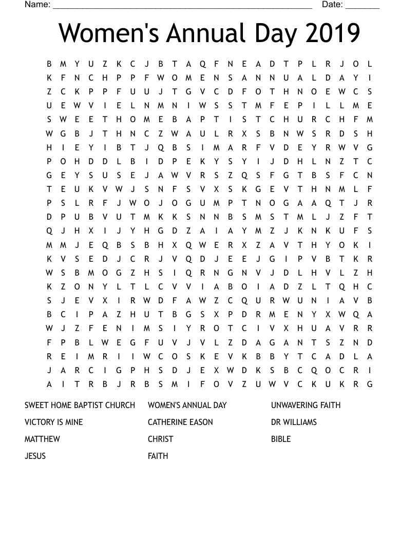 Women's Annual Day 2019 Word Search