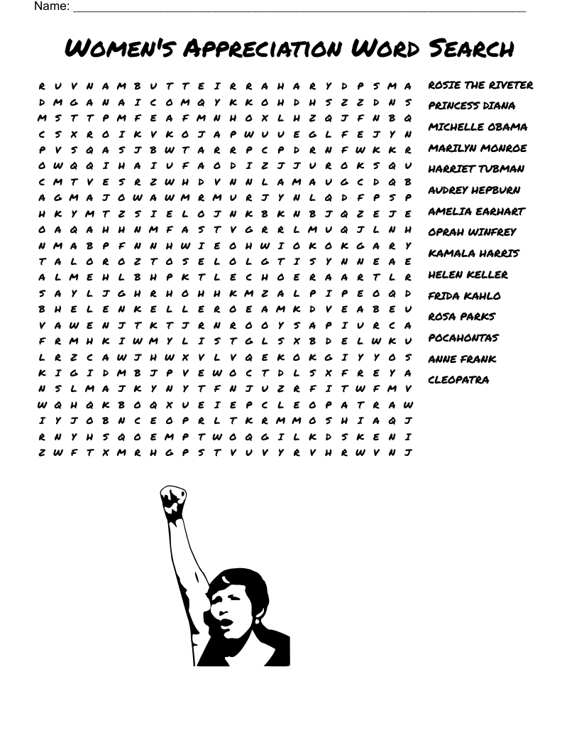 Women's Appreciation Word Search 
