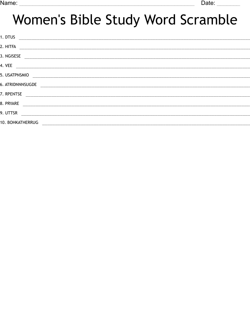 Women's Bible Study Word Scramble