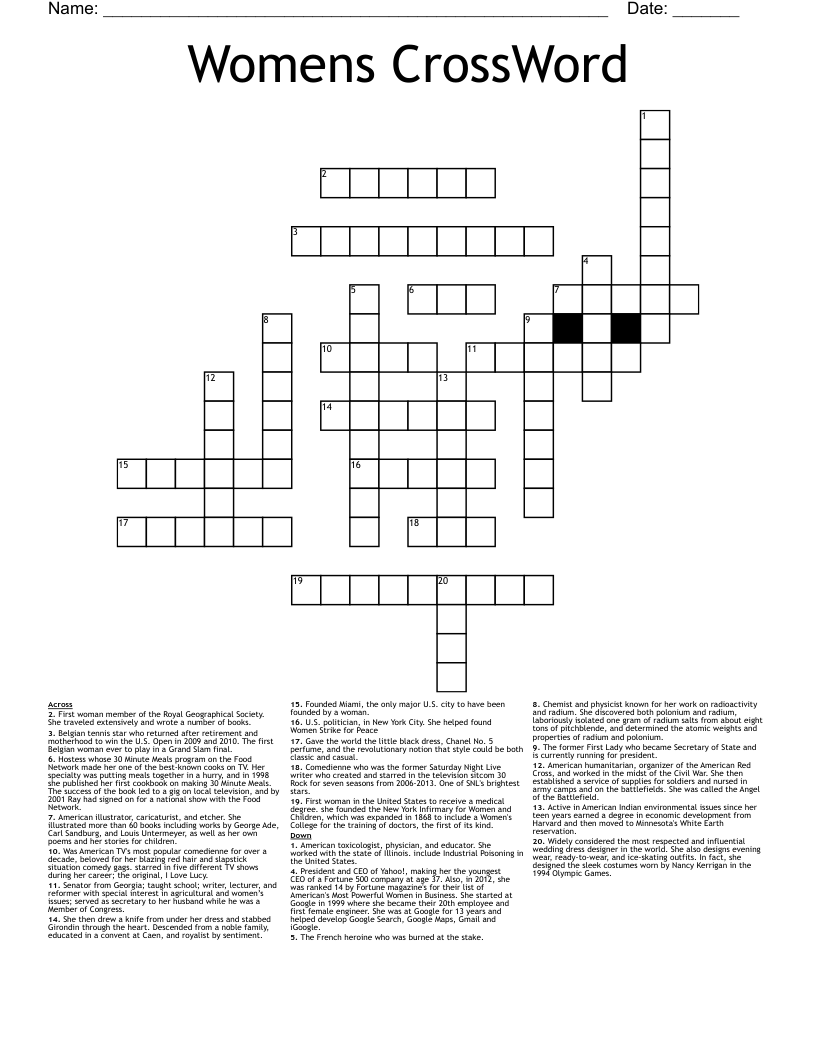 Womens CrossWord