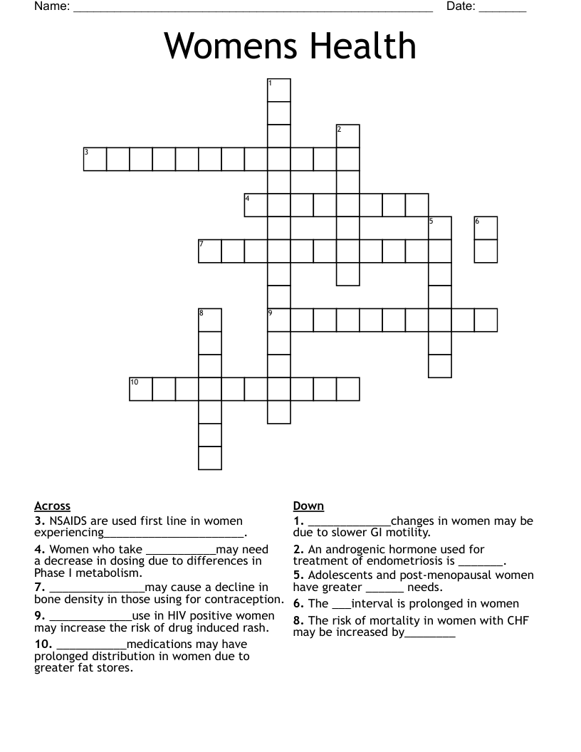 Womens Health Crossword