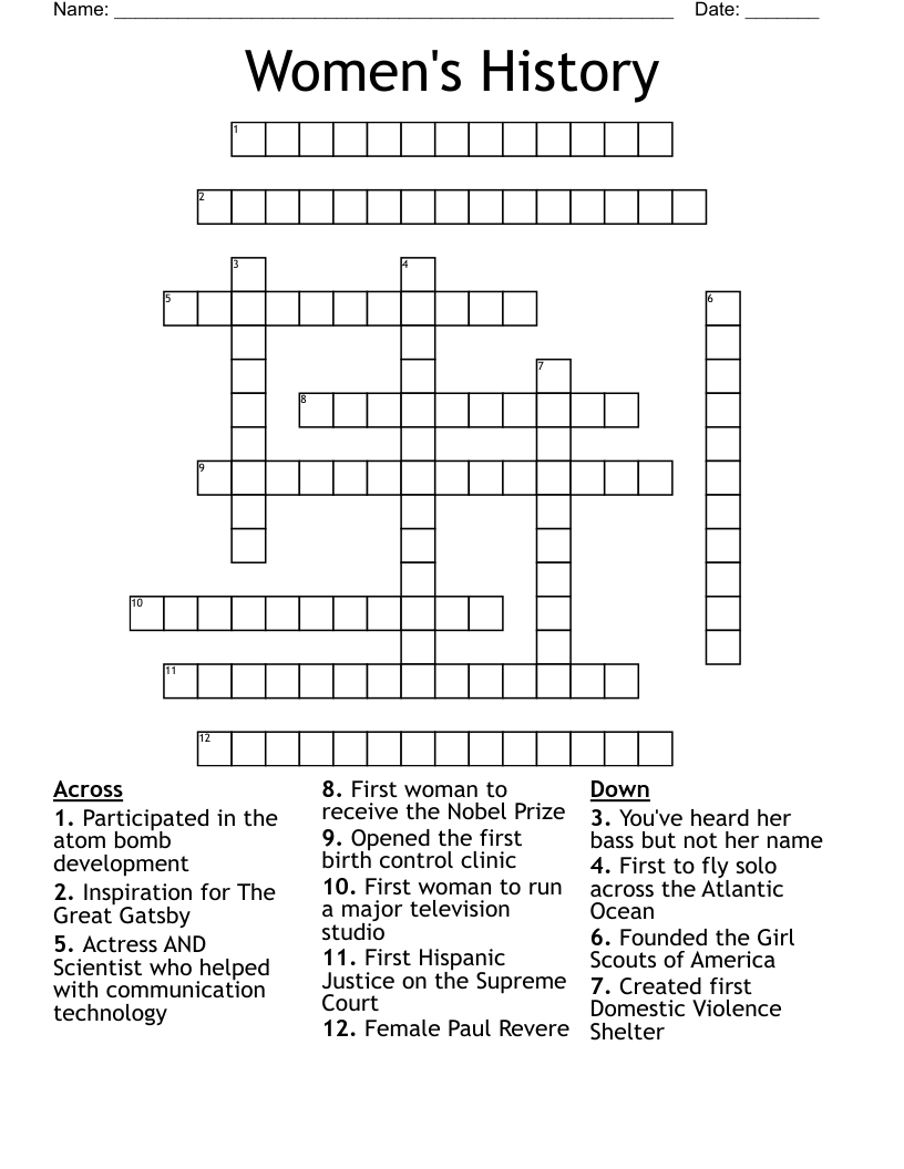 Women's History Crossword
