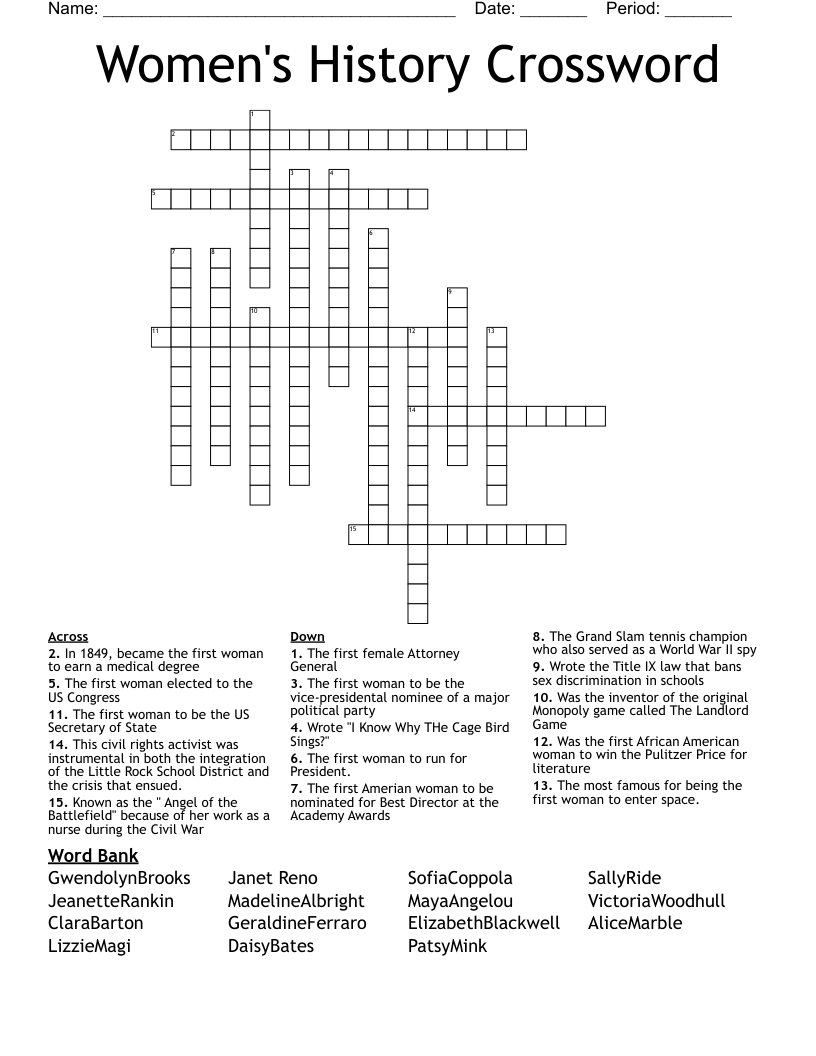 Women's History Crossword