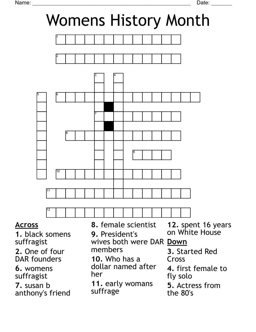 Womens History Month Crossword