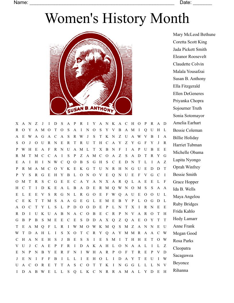 Women's History Month Word Search