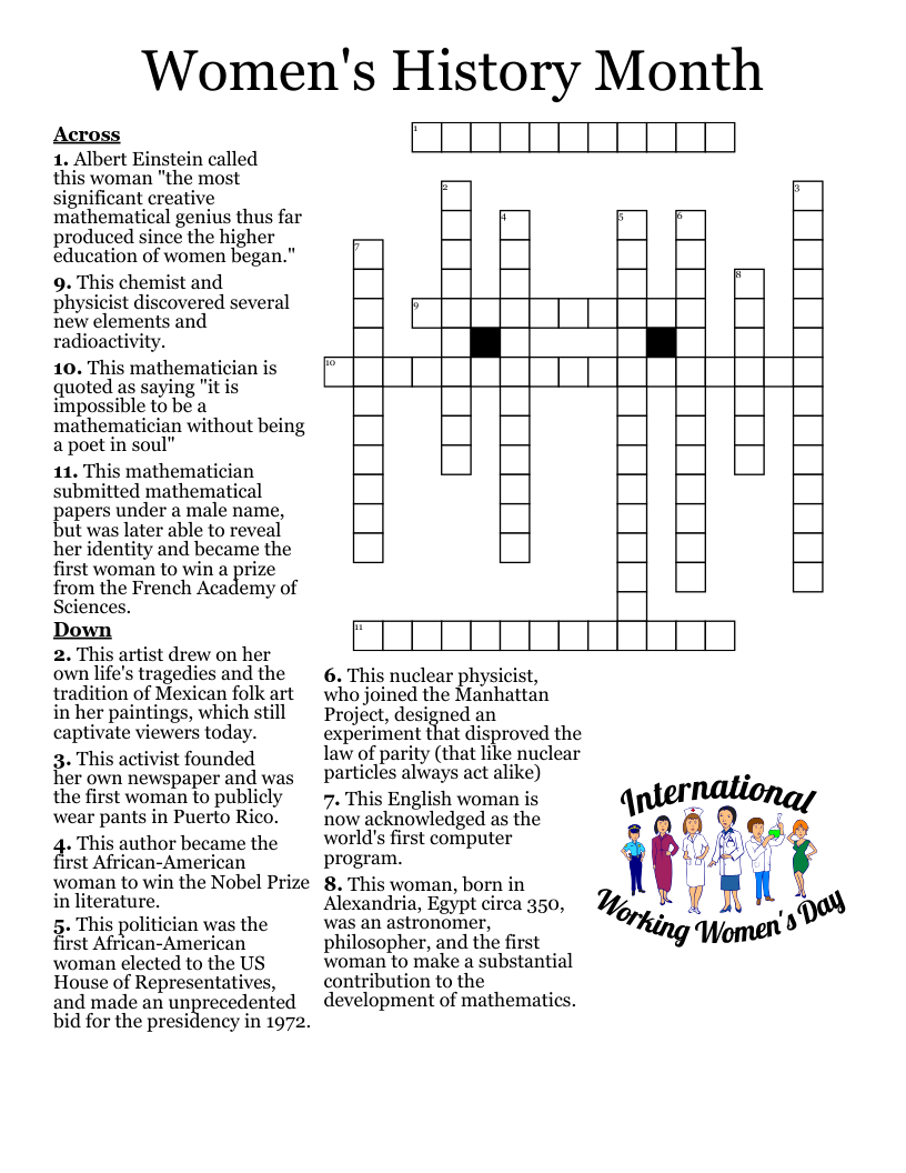 Women's History Month Crossword