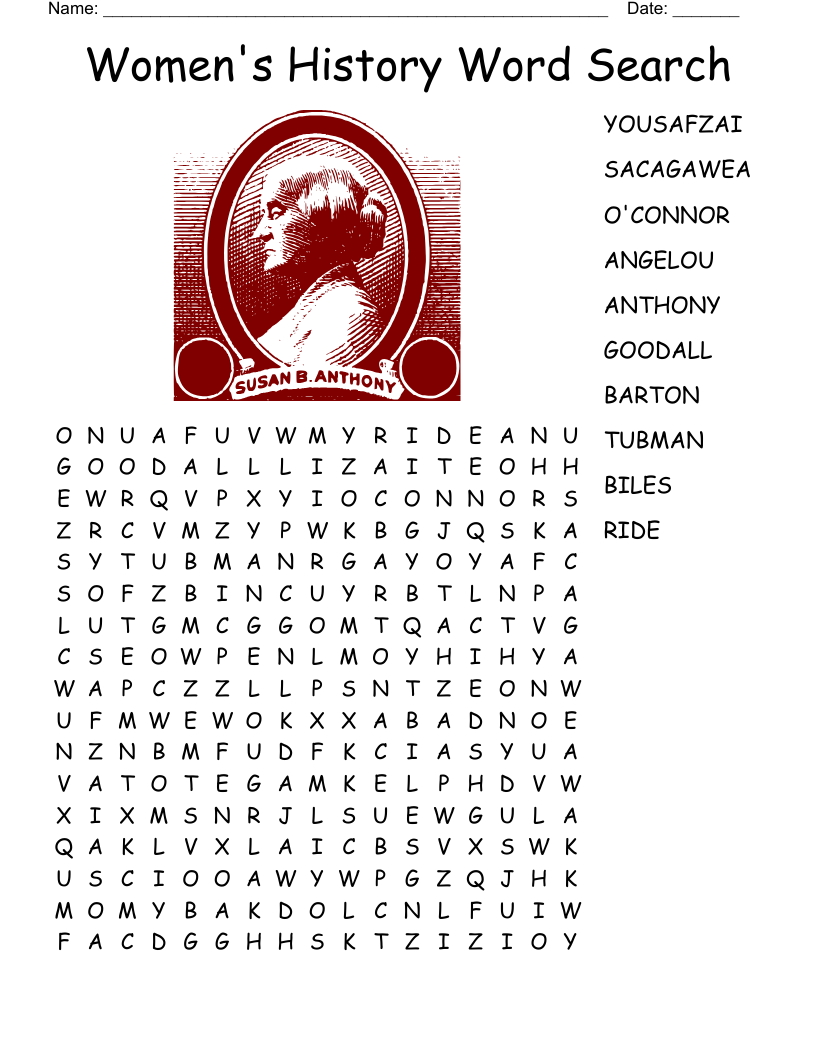Women's History Word Search