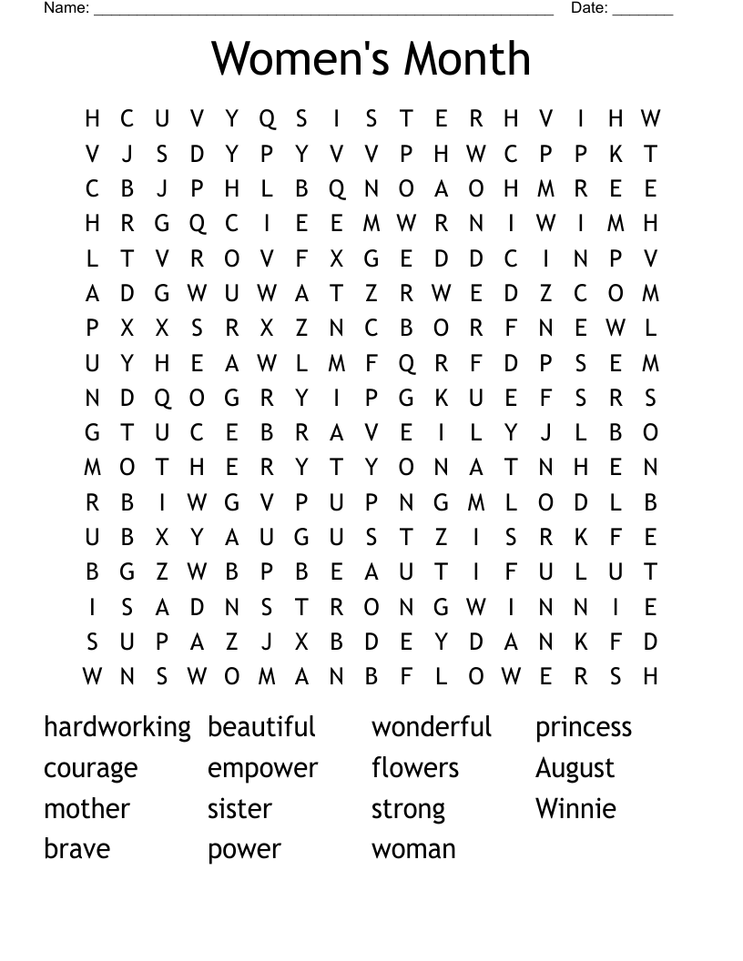 Women's Month  Word Search