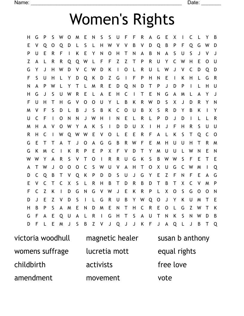 Women's Rights Word Search