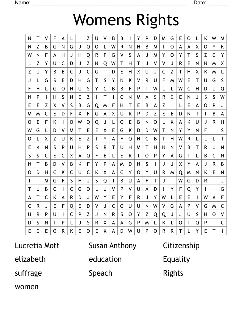 Womens Rights Word Search
