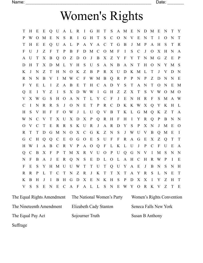 Women's Rights Word Search