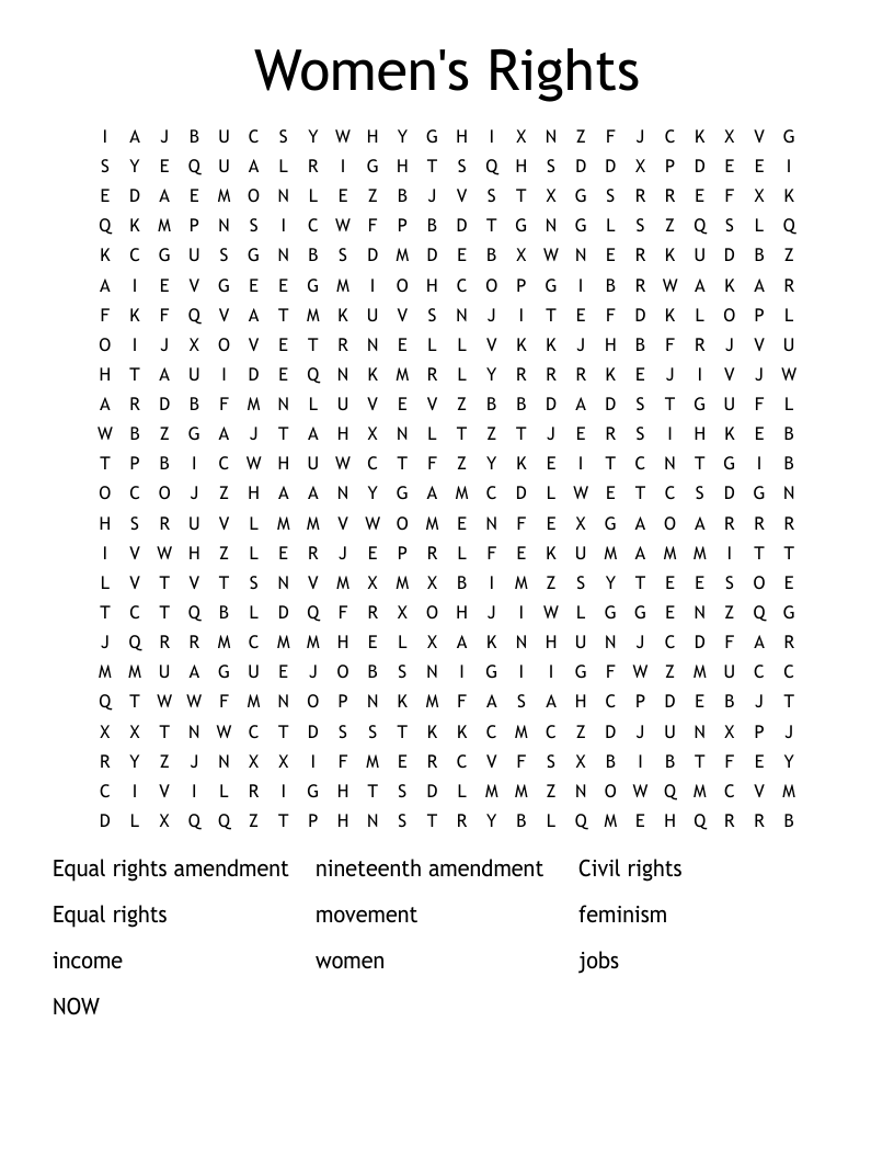 Women's Rights Word Search