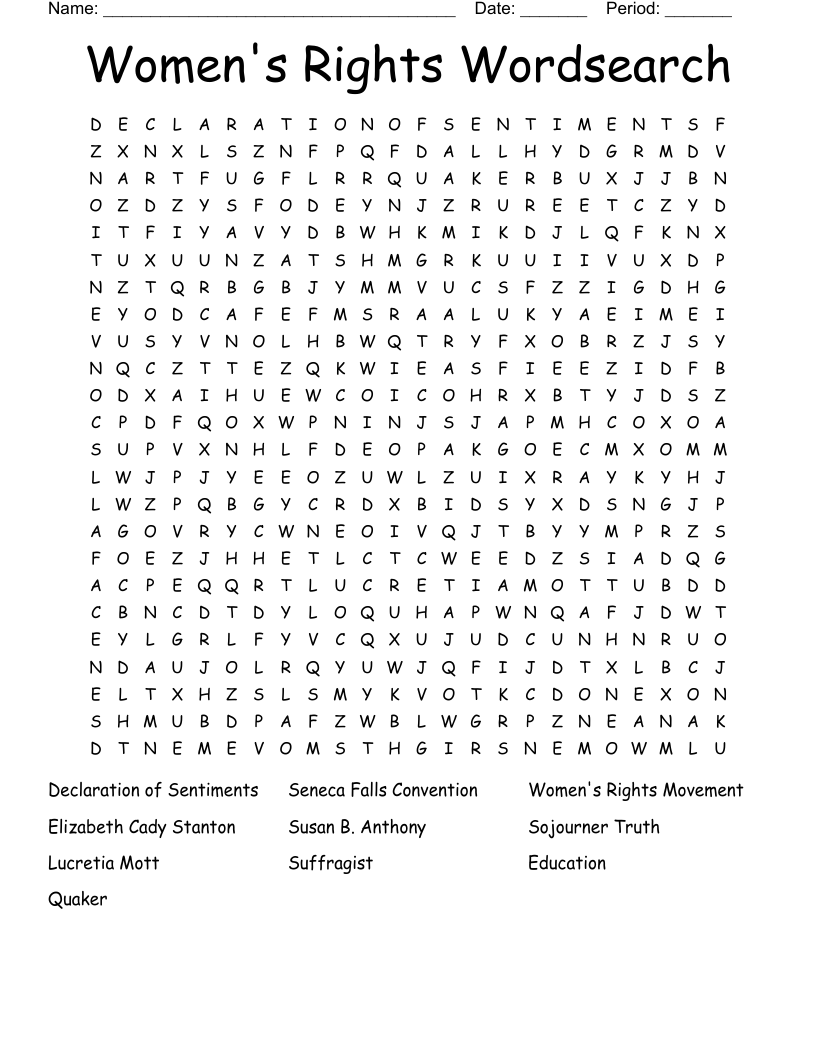 Women's Rights Wordsearch
