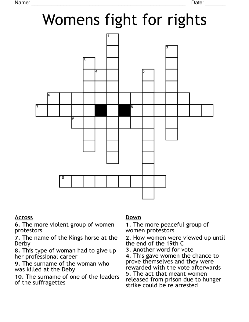 Womens fight for rights Crossword