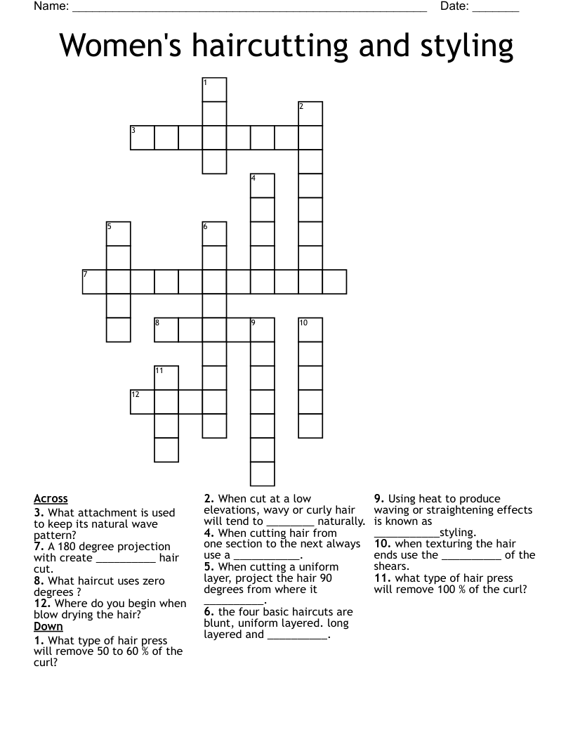 Women's haircutting and styling Crossword